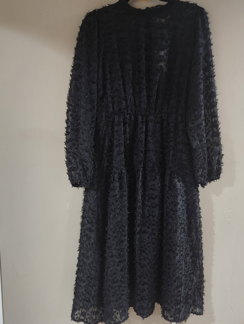 NWT Melloday Jacquard Long Sleeve Maxi Dress Black Sz L